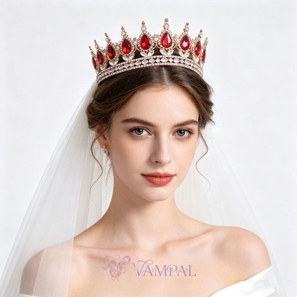 Baroque Full-Round Crown Bridal Tiara With Rhinestones