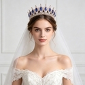 Baroque Full-Round Crown Bridal Tiara With Rhinestones