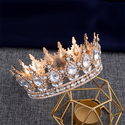 Baroque Full-Round Crown Bridal Tiara With Rhinestones