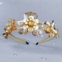 Gold TS-J3101G Double-Layer Metal Flower Bridal Headband