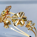 Gold TS-J3101G Double-Layer Metal Flower Bridal Headband