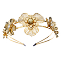 Gold TS-J3101G Double-Layer Metal Flower Bridal Headband