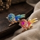 Glazed Ceramic Bird Brooch Elegant Versatile Pin