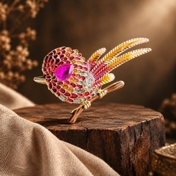Chubby Bird Brooch - Red