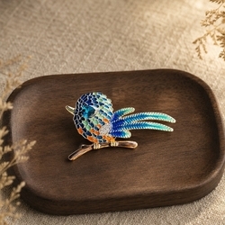 Chubby Bird Brooch - Blue