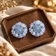 Runde Blumen-Harz-Ohrstecker Farbverlauf-Blau-Blumenkranz-Perlen-Ohrstecker