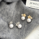 Iridescent Floral Cluster Pearl Stud Earrings