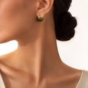 Leichte Luxus vergoldete grüne Glasur Ohrringe Green Glaze Teardrop Ear Cuffs With Zircon Inlay