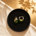Leichte Luxus vergoldete grüne Glasur Ohrringe Green Glaze Teardrop Ear Cuffs With Zircon Inlay