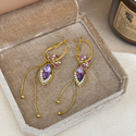 Fünfriemen-Blumen-Tassel-Ohrringe Amethyst Butterfly Earrings For Women