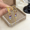 Fünfriemen-Blumen-Tassel-Ohrringe Amethyst Butterfly Earrings For Women