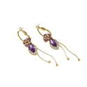Fünfriemen-Blumen-Tassel-Ohrringe Amethyst Butterfly Earrings For Women