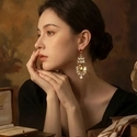 Heavy-duty Baroque earrings Vintage Teardrop Diamond-Studded Earrings