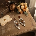 Heavy-duty Baroque earrings Vintage Teardrop Diamond-Studded Earrings