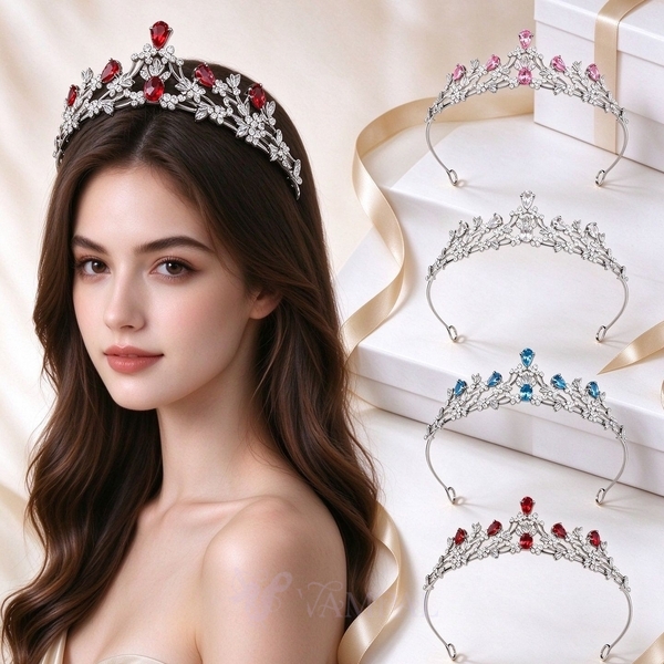 Elegant Floral Rhinestone Princess Crown Headband