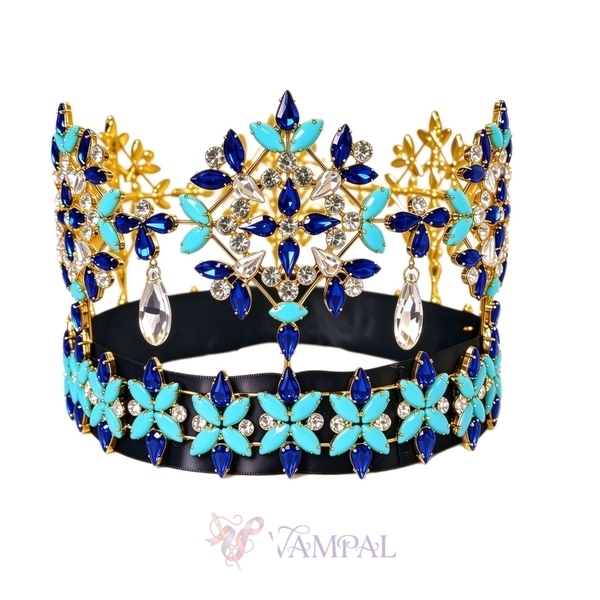 Beauty Pageant Large Crown Gold Style Large Round Crown Tiara For Bridal Wedding And Pageant
