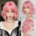 Pink Milky Grapefruit Pink Short Curly Wig
