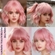 Pink Milky Grapefruit Pink Short Curly Wig