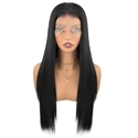 Schwarze Lace-Front-Perücke mit Mittelscheitel und glattem Haar