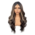 Kleine Lace-Front synthetische Perücke mittellang lockig mit Highlights