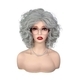 Grey Short Curly Grandma Wig Set Halloween Costume Headpiece For Women