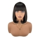 Black Bob Wig With Blunt Bangs Short Straight Synthetic Hair