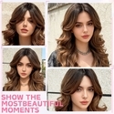 Gradient Brown Gradient Brown Curly Medium-Length Wig With Curtain Bangs