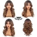 Gradient Brown Gradient Brown Curly Medium-Length Wig With Curtain Bangs