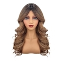 Gradient Brown Gradient Brown Curly Medium-Length Wig With Curtain Bangs
