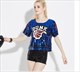 Lässiges V-Ausschnitt Pailletten-T-Shirt mit kurzen Ärmeln