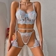 Sheer Lace Trim Underwire Bra With Boning And Floral Print