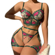 Sheer Lace Trim Underwire Bra With Boning And Floral Print