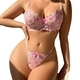 Rosa floral bestickter Push-Up-BH-Set