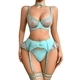 Gespleißter bestickter floraler Unterbrust-BH Sockenhalter Tanga 4-teiliges Dessous-Set