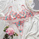 Rosa Mesh florale Stickerei Unterbrust-Push-Up-BH und T-Back-Set