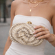 One-Shoulder Straw Woven Semicircle Crossbody Bag