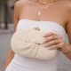 One-Shoulder Straw Woven Semicircle Crossbody Bag