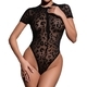 Sheer Mesh Short-Sleeve Bodysuit