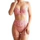 Pink Embroidered Lace Push-Up Bra Peach Pink Sheer Lingerie