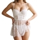 White White Lace Camisole Nightdress With Waist Cincher And Panties