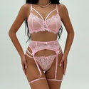 French Eyelash Lace Sheer Mesh Push-Up Bra