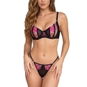 Black Floral Embroidered Sheer Mesh Bra With Bow And Adjustable Straps