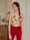 Graffiti Print Open-Back Yoga Tank Top