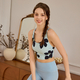 Graffiti Print Open-Back Yoga Tank Top