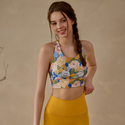 Graffiti Print Open-Back Yoga Tank Top