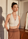 Seamless V-Neck Yoga Tank Top With Built-In Bra Pads