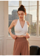 Seamless V-Neck Yoga Tank Top With Built-In Bra Pads
