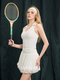 Women's Sleeveless Polo Tennis Tank Top With Built-In Bra And Pleated Mesh Skirt