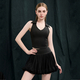 Women's Sleeveless Polo Tennis Tank Top With Built-In Bra And Pleated Mesh Skirt