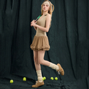 Women's Sleeveless Polo Tennis Tank Top With Built-In Bra And Pleated Mesh Skirt